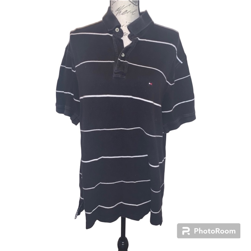 Men’s Polo Shirts Tommy Hilfiger, Striped Collared Shirt - Picture 1 of 8